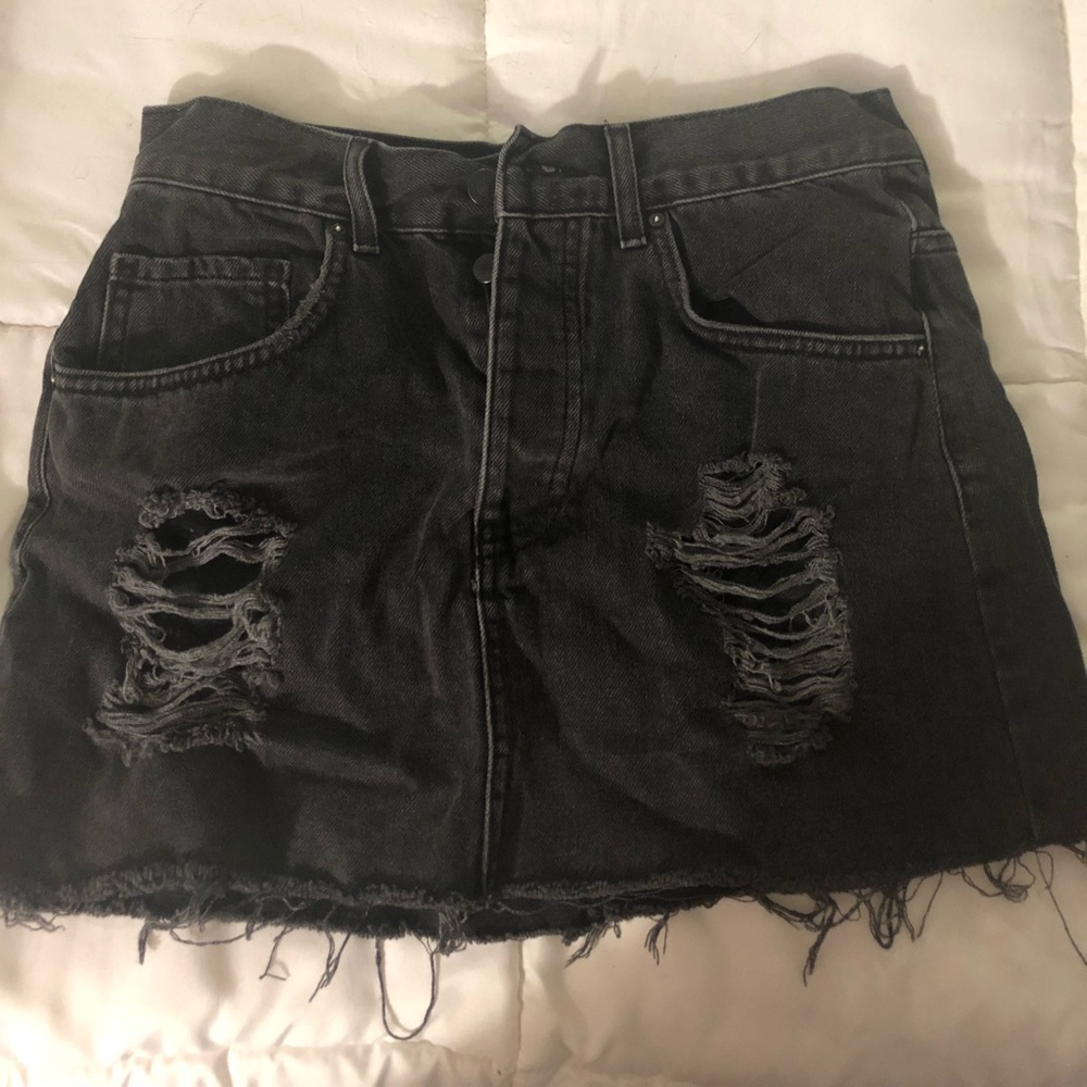 Black Denim Mini Skirt